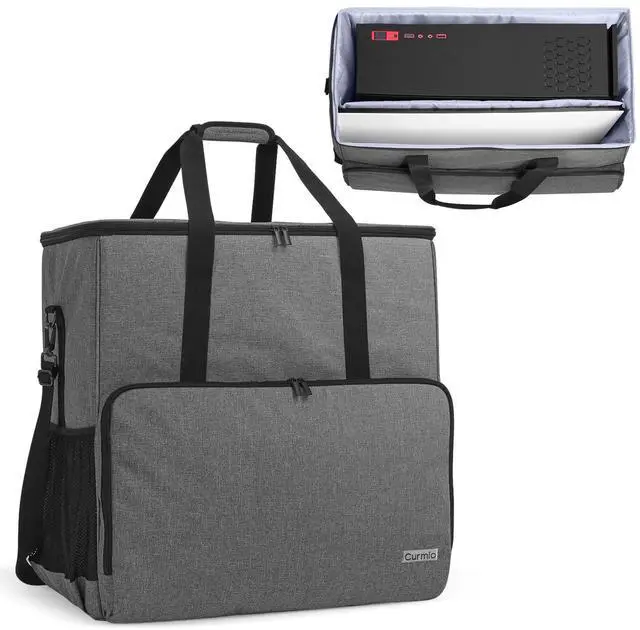 Main image of CURMIO Desktop Tower and Monitor Carrying Case,Travel Bag for PC Chassis, Monitor, Keyboard, Cable and Mouse, Bag Only, Gray