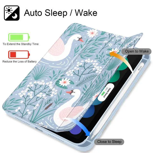 Alt view image 2 of 4 - Tuiklol Clear Case for iPad mini 7 (A17 Pro 7th Generation) 2024 / iPad mini 6 (6th Generation) 2021 8.3 Inch,Built-in Pencil Holder Slim Transparent Back Shell Cover Auto Wake/Sleep, Goose Blue