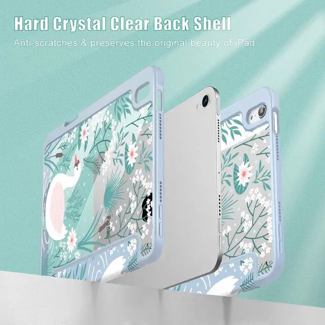 Alt view image 3 of 4 - Tuiklol Clear Case for iPad mini 7 (A17 Pro 7th Generation) 2024 / iPad mini 6 (6th Generation) 2021 8.3 Inch,Built-in Pencil Holder Slim Transparent Back Shell Cover Auto Wake/Sleep, Goose Blue