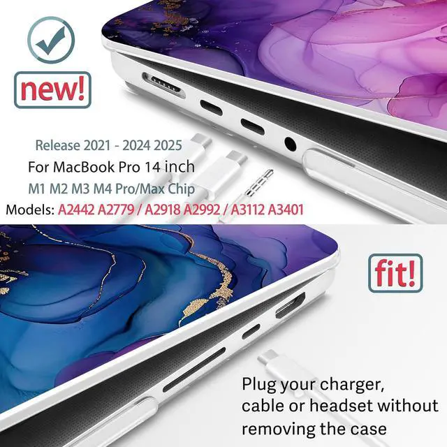 Alt view image 3 of 5 - May Chen for MacBook Pro 14 inch M5 M4 M3 M2 M1 Chip, A3434 A3112 A3185 A3401 A2918 A2992 A2779 A2442, 2021-2025 Released, Plastic Hard Hard Cover with Keyboard Cover, Painting Floral