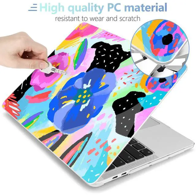 Alt view image 3 of 5 - MEEgoodo for M2 MacBook Pro 13 inch Case 2022 2021 2020,Crystal Cover Fit Model A2338 M2/M1 A2251 A2289,Clear Case for 13.3-inch Laptop,Hard Shell for MacBook Pro M2, Colorful Painted Floral