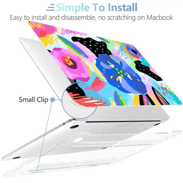 Alt view image 4 of 5 - MEEgoodo for M2 MacBook Pro 13 inch Case 2022 2021 2020,Crystal Cover Fit Model A2338 M2/M1 A2251 A2289,Clear Case for 13.3-inch Laptop,Hard Shell for MacBook Pro M2, Colorful Painted Floral