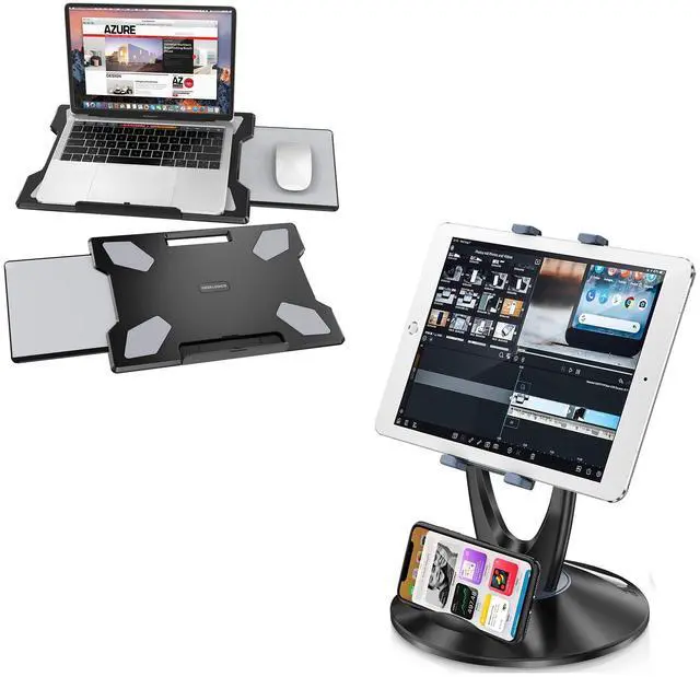 Main image of DeskLogics Tablet Stand for Desk + Portable Lap Desk with Mouse Pad (TS-8B + LD-6B)