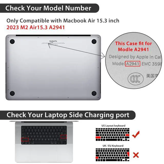 Alt view image 2 of 5 - HOHAIYOO Compatible with MacBook Air 15 inch Case 2025 2024 2023 Release M4 A3241 M3 A3114 M2 A2941 with 15.3" Retina Display&Touch ID, Hard Shell&Keyboard Cover&Webcam Cover&Screen Film, Golden Cloud