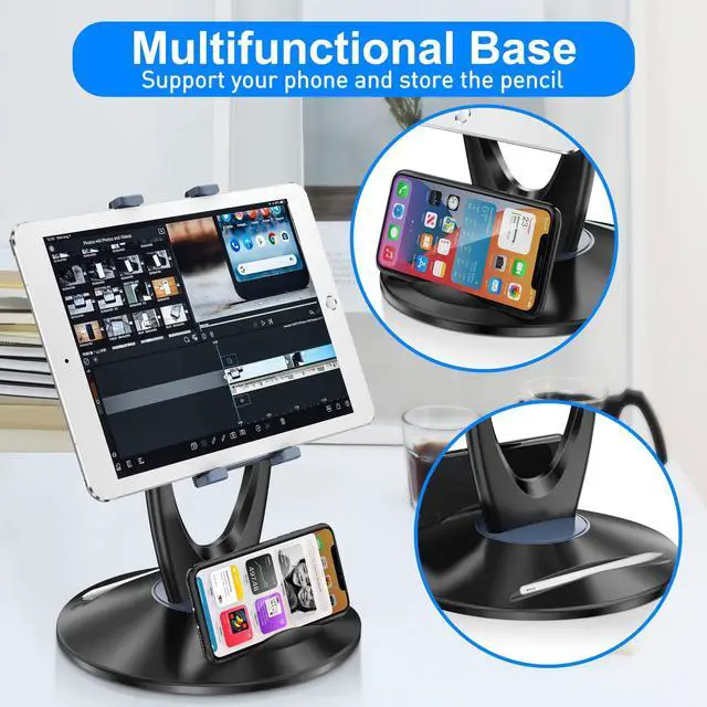 Alt view image 5 of 5 - DeskLogics Tablet Stand for Desk + Portable Lap Desk with Mouse Pad (TS-8B + LD-6B)