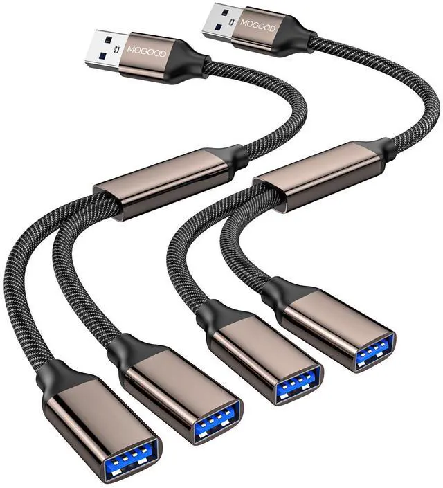 Main image of MOGOOD USB Splitter 1 in 2 Out,USB 3.0 Splitter Y Cable,Dual USB Port Extender Hub USB Male to Two Female Extension Cord Multi Port USB Extension Splitter Data Charging Split for Car,PC,TV,Laptop