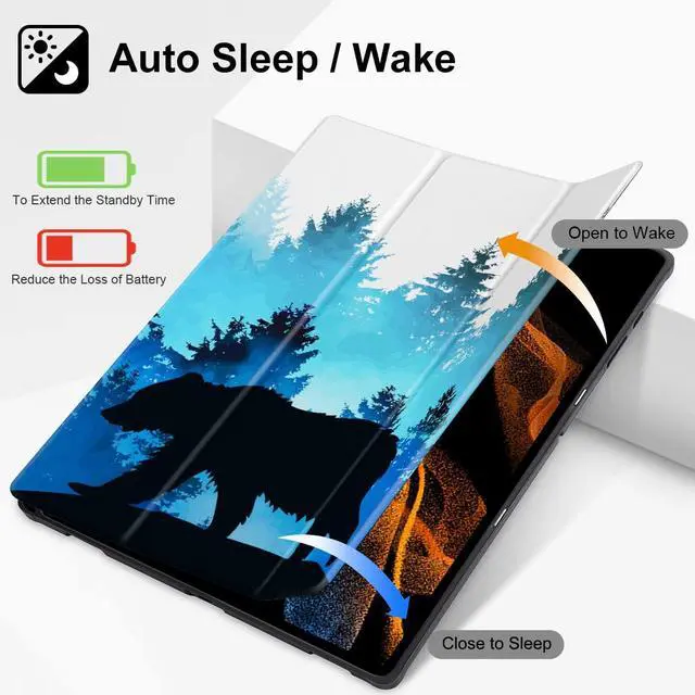 Alt view image 2 of 5 - Tuiklol Tablet Case for Samsung Tab S10 Ultra (2024 Release) / Tab S9 Ultra 14.6 Inch (2023 Release), Built-on Pencil Holder Slim Hard Shell Case Trifold Stand Cover Auto Wake/Sleep, Bear
