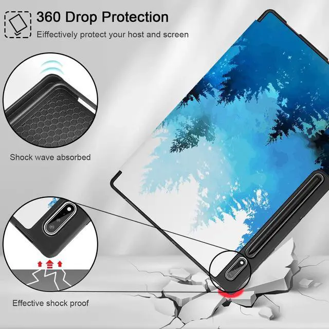 Alt view image 5 of 5 - Tuiklol Tablet Case for Samsung Tab S10 Ultra (2024 Release) / Tab S9 Ultra 14.6 Inch (2023 Release), Built-on Pencil Holder Slim Hard Shell Case Trifold Stand Cover Auto Wake/Sleep, Bear