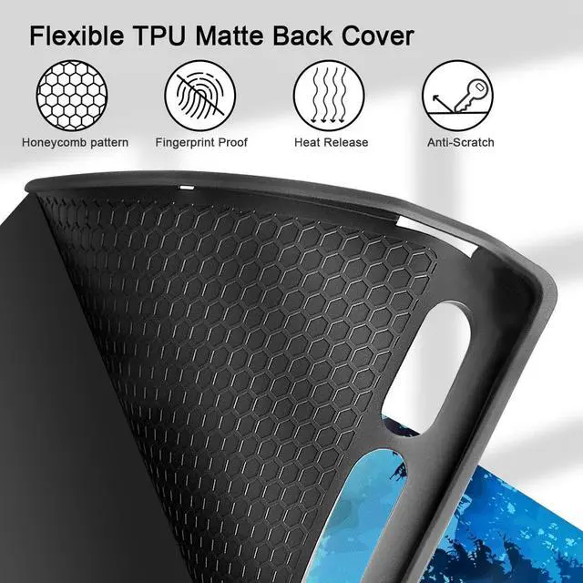 Alt view image 4 of 5 - Tuiklol Tablet Case for Samsung Tab S10 Ultra (2024 Release) / Tab S9 Ultra 14.6 Inch (2023 Release), Built-on Pencil Holder Slim Hard Shell Case Trifold Stand Cover Auto Wake/Sleep, Bear