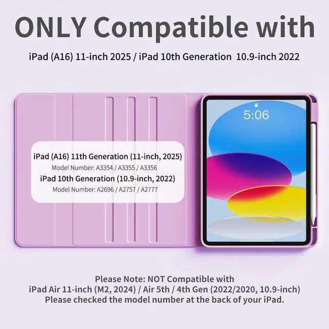 Alt view image 2 of 5 - kenke Case for iPad (A16) 11-inch 2025 / 10th Generation 10.9-inch 2022 with Keyboard, Stand Folio Cover with Pencil Holder, 7 Color Backlit Detachable Wireless Keyboard, Purple