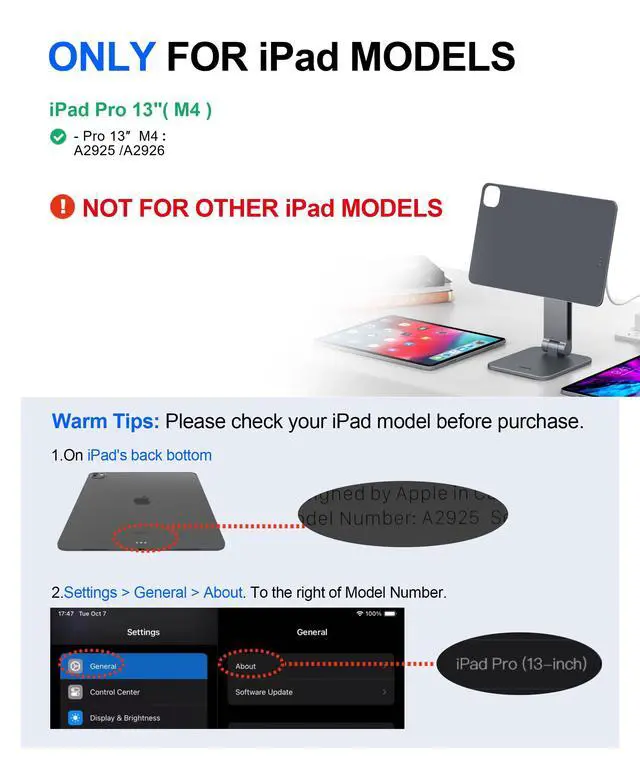 Alt view image 3 of 5 - YICOSUN Magnetic iPad Stand with Wireless Charging, 35W Contact Fast Charger, Suction Cup Base, 360° Rotating Panel & Foldable, Compatible with iPad Pro 13" M4 ONLY, Work & Study Desk - Gray