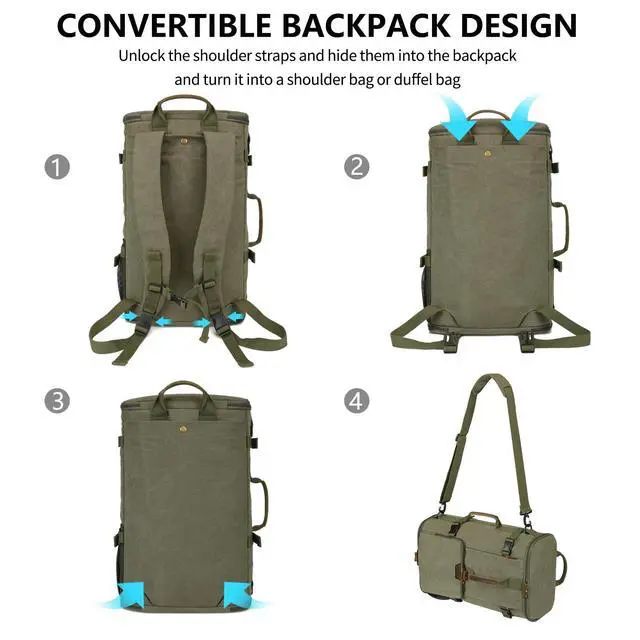 Alt view image 3 of 5 - G-FAVOR Travel Backpack for Men, 40L Flight Approved Carry On Backpack, Water Resistant Canvas Rucksack with 17.3" Laptop Sleeve, Convertible Duffel Bag for Airplane, Business & Travel