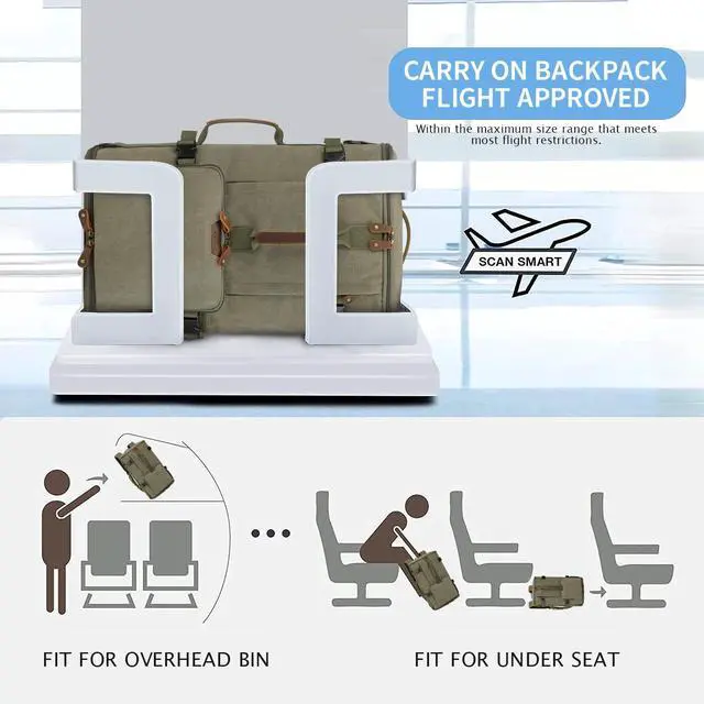 Alt view image 5 of 5 - G-FAVOR Travel Backpack for Men, 40L Flight Approved Carry On Backpack, Water Resistant Canvas Rucksack with 17.3" Laptop Sleeve, Convertible Duffel Bag for Airplane, Business & Travel