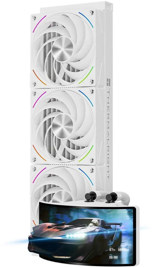 Main image of Thermalright Rainbow Vision 360 Turbo ARGB White CPU Liquid Cooler,for AM5/Intel LGA1851/1700,6.67-inch Curved Screen-Magnetic Suction,with 2400x1080 Resolution,360mm Aio Cooler