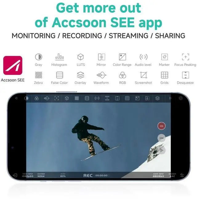 Alt view image 4 of 5 - Accsoon SeeMo Pro SDI/HDMI to iOS Video Capture Adapter Converter, 1080p 60fps Video Transmitter H.264 Recording, Live Streaming, Monitor for i-Phone iPad, HDMI to USB-C Video Capture Terminal
