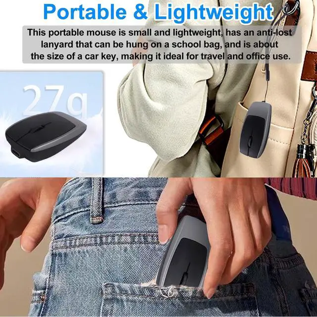 Alt view image 4 of 5 - Wireless Mouse Mini Small Bluetooth with Card Reader (Up to 2TB) Portable Silent Rechargeable Optical Travel Thin Finger Mice for PC Smartphone Laptop Tablet Android Windows GiftGray