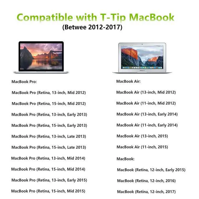 Alt view image 3 of 5 - Mac Book Pro Charger 85W T-Tip Power Adapter, Compatible with Mac Book Air 13 inch and 15 inch After Mid 2012(Applicable to 2012-2017)