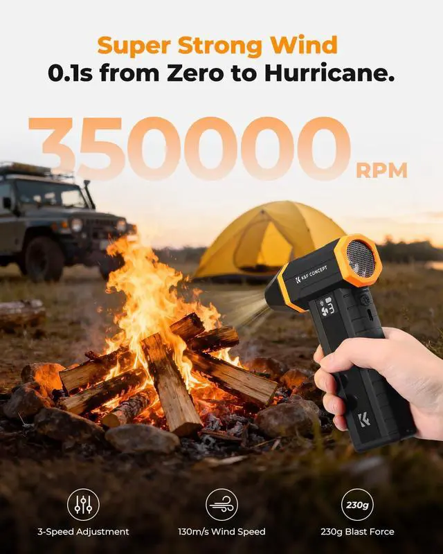 Alt view image 3 of 5 - K&F Concept Screen Display Electric Compressed Air Duster|350000RPM Vacuum Cleaner|LED Light|10000mah Battery|Super Wind Power| Rechargeable Brushless Motor|for Computer, Keyboard, Car, Home,Outdoor