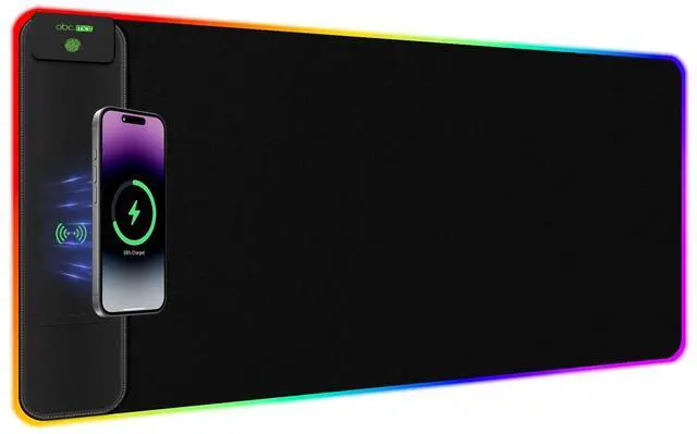 Main image of abc.mat 2-in-1 RGB Gaming Mouse Pad with Wireless Charging, 31.5"x11.8" Large, 24 Light Effects, Non-Slip Base, Waterproof Ultra-Smooth Surface, No Adapter