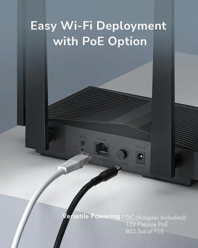 Alt view image 5 of 5 - Cudy AP3000D WiFi 6 AX3000 Desktop Wireless Gigabit Access Point, Wi-Fi Bridge, Beamforming, Supports Multi SSID, 4 Fixed Antennas, 802.3at/af or Passive PoE and 12V DC Powered