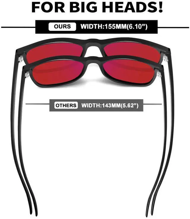 Alt view image 3 of 5 - MAXJULI XXL Blue Light Blocking Glasses for Big Heads Men,Computer Reading/Gaming/TV/Phones Glasses for Women Men (Red) 8806XXL