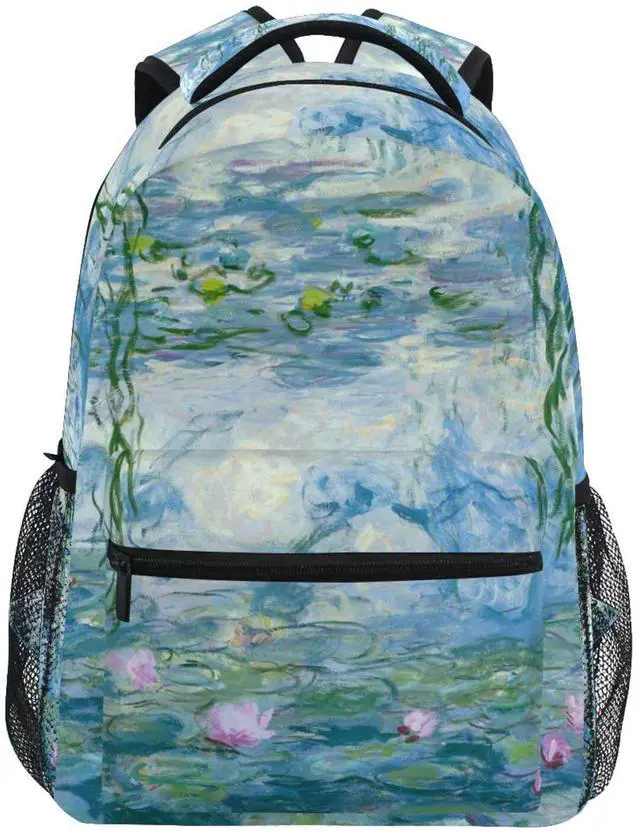 Main image of AHOMY Backpack School Bag Water Lilies Claude Monet Oil Paintings Flowers Laptop Travel Daypack Rucksack for Students