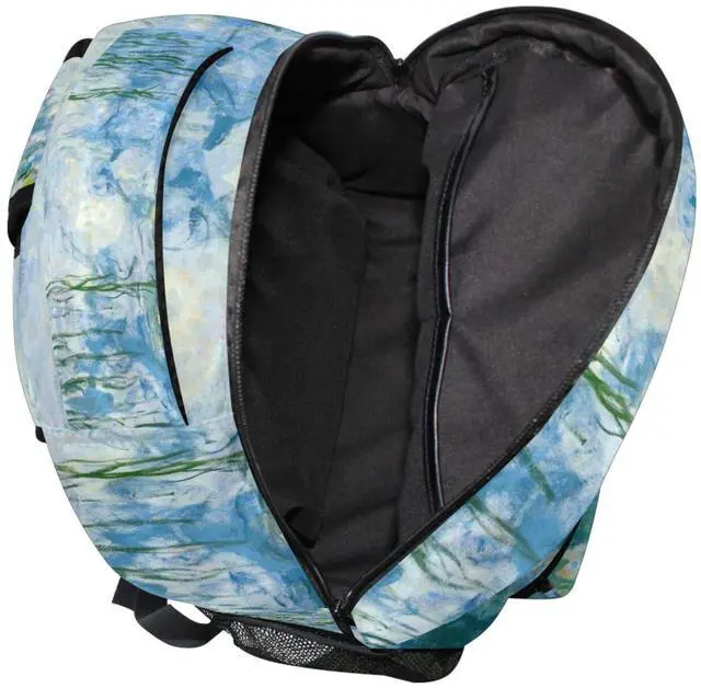 Alt view image 4 of 4 - AHOMY Backpack School Bag Water Lilies Claude Monet Oil Paintings Flowers Laptop Travel Daypack Rucksack for Students