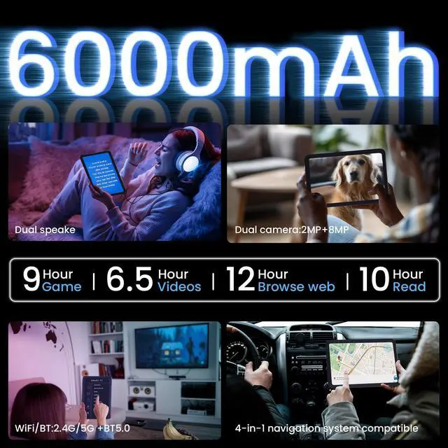 Alt view image 2 of 5 - Keoaxll 10.1  Tablet,Android 15,10.1 Inch in-Cell Display,20GB(8+12) RAM 128GB ROM, 1280x800,6000mAh Battery, Bluetooth, Dual Camera, GMS, WiFi