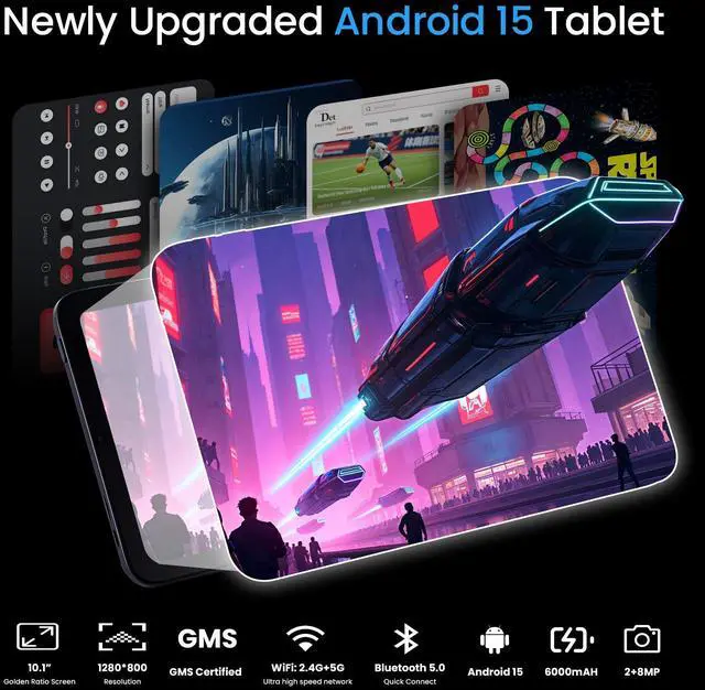 Alt view image 3 of 5 - Keoaxll 10.1  Tablet,Android 15,10.1 Inch in-Cell Display,20GB(8+12) RAM 128GB ROM, 1280x800,6000mAh Battery, Bluetooth, Dual Camera, GMS, WiFi