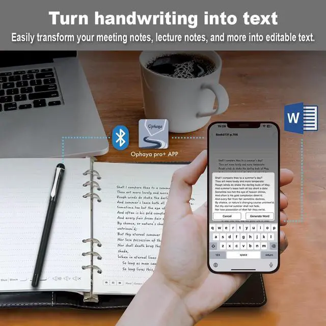 Alt view image 4 of 5 - Smart Pen for Note Taking Set Real-Time Paper-to-Digital, Smart Digital Notebook with Pen for Meeting Class Creation, Convert to Text, Store, and Share Your Handwritten Notes via App(iOS/Android)