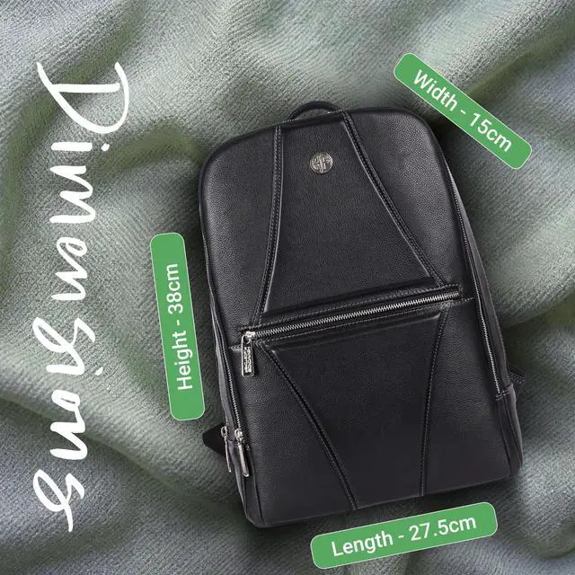 Alt view image 4 of 5 - Hammonds Flycher Genuine Leather Travel Backpack for Men and Women, Stylish Travel Bag, 14" Laptop Bag, Durable & Spacious Laptop Backpack for Daily & Business Use - Black