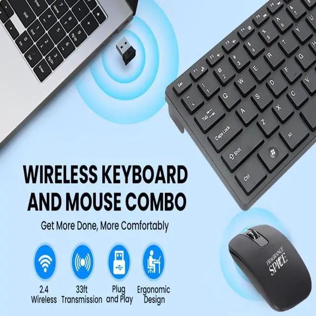 Alt view image 5 of 5 - Keyboard and Mouse Wireless - 2.4G Wireless Keyboard and Mouse Combo, Ergonomic Design, Plug & Play, Adjustable DPI, Energy Saving, Compatible with Windows and Android Devices  Black (Model K-06)