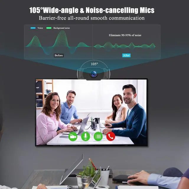 Alt view image 2 of 5 - Tidszec 4K Webcam, Ultra 4K HD Web Cam for PC, Dual Noise-Canceling Mics, Auto Light Correction, Wide Angle Streaming Webcam,Plug and Play for Video Calling/Teams/Conferencing/Zoom