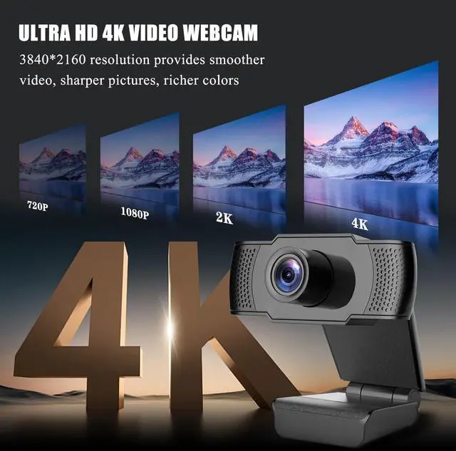 Alt view image 3 of 5 - Tidszec 4K Webcam, Ultra 4K HD Web Cam for PC, Dual Noise-Canceling Mics, Auto Light Correction, Wide Angle Streaming Webcam,Plug and Play for Video Calling/Teams/Conferencing/Zoom