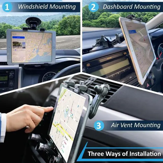 Alt view image 5 of 5 - Randconcept 3-in-1 Heavy Duty Dashboard Tablet Holder for Car, Windshield Suction Cup Car Mount & Air Vent Mount for Truck Car for iPad Pro, iPad mini, Galaxy Tab for All iPad 6"- 12.9" Tablets