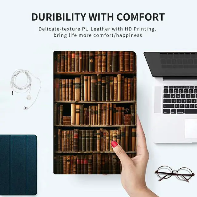 Alt view image 4 of 5 - Case for Amazon Fire Max 11 (13th Generation, 2023 Release) PU Leather Slim Lightweight Multiple Angles Stand Smart Cover with Auto Wake/Sleep for Fire 11 Max Tablet,Library Bookshelf