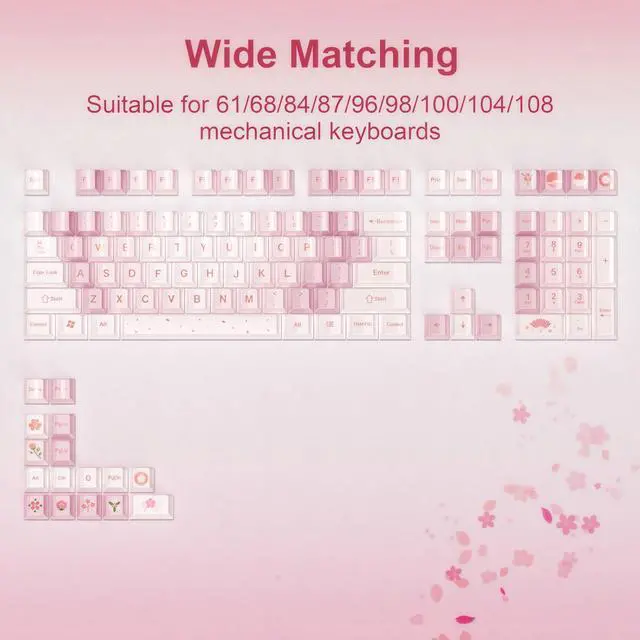 Alt view image 2 of 5 - dagaladoo Pink keycaps pbt,Custom Keycaps 60 75 100 Percent Cute Set,Ceramic Coating Glossy Keyboard Key caps,Cherry Profile Key Cap for Cherry Gateron MX Mechanical Keyboard(Cherry Blossom)