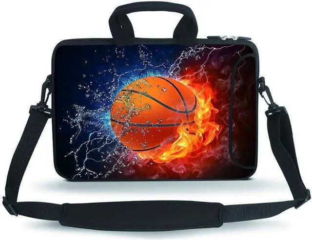 Main image of HYUTOTA 14 15 15.4 15.6 inch Messenger Bag Carrying Case Sleeve with Handle Accessory Pocket Fits 14 to 15-Inch Laptops/Notebook/Ebooks/Kids Tablet/Pad(Basketball Fire)