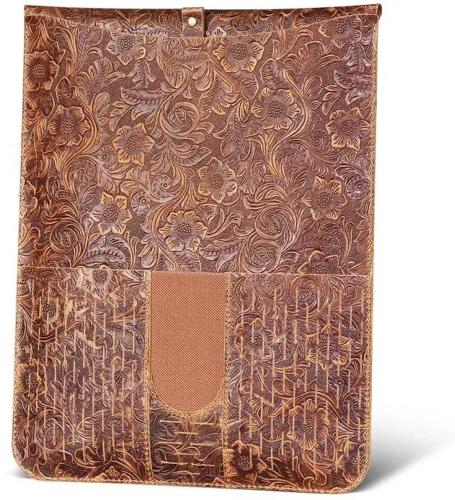 Main image of Gexmil Genuine Laptop Sleeve 16 inch, 15-15.6 Inch Laptop Cover Compatible with MacBook Pro 16 M4 M3 M2 M1, HP Acer Dell Lenovo ASUS Notebook, Computer Sleeve Bag with Pocket, Floral Brown