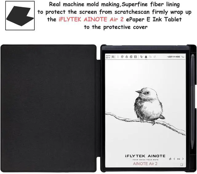 Alt view image 2 of 5 - UMUBUHOMS Case for iFLYTEK AINOTE Air 2 Note-Taking Tablet 8.2", Premium PU Leather Ultra-Slim & Lightweight Durable Protective Folio Cover with Pen Holder Auto Sleep/Wake (Misty Forest)