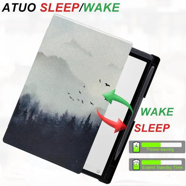 Alt view image 4 of 5 - UMUBUHOMS Case for iFLYTEK AINOTE Air 2 Note-Taking Tablet 8.2", Premium PU Leather Ultra-Slim & Lightweight Durable Protective Folio Cover with Pen Holder Auto Sleep/Wake (Misty Forest)