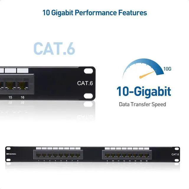 Alt view image 2 of 5 - Cable Matters [UL Listed] 16 Port Patch Panel Wall Mount or Rackmount, IU Cat6 RJ45 Patch Panel for 10 Gb Ethernet, Works with 19" Racks/Cabinets/Wall-Mount Brackets