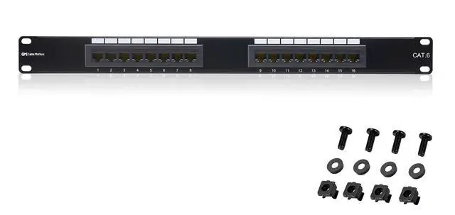 Main image of Cable Matters [UL Listed] 16 Port Patch Panel Wall Mount or Rackmount, IU Cat6 RJ45 Patch Panel for 10 Gb Ethernet, Works with 19" Racks/Cabinets/Wall-Mount Brackets