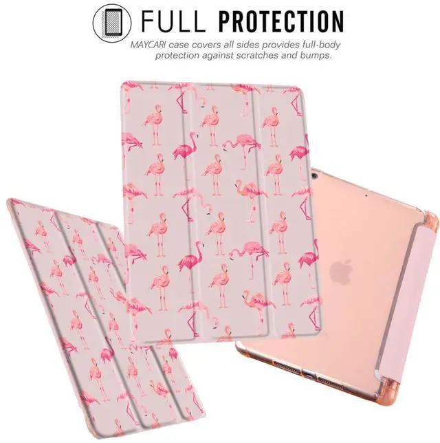 Alt view image 2 of 5 - MAYCARI Pink Flamingos Fashion Case for iPad 10.9 inch 2022 with Pencil Holder, Original Pattern iPad 10th Generation Soft TPU Back Protective Cover Shell, Auto Sleep/Wake Slim Shell - Pink