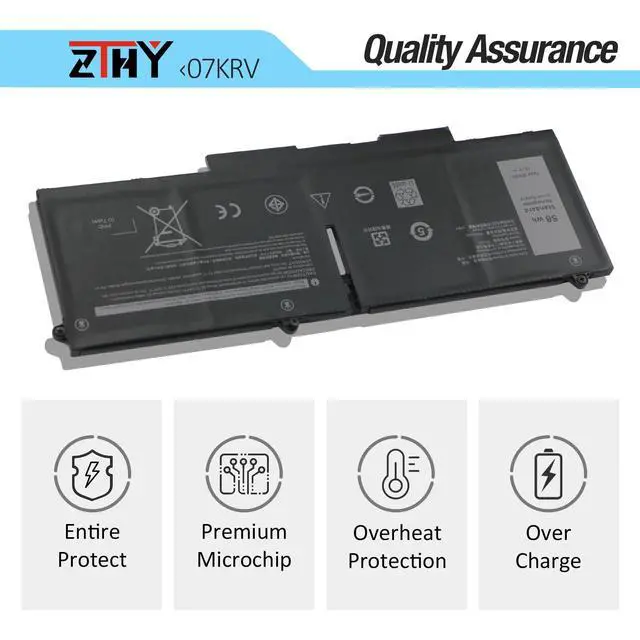 Alt view image 5 of 5 - 07KRV FK0VR Laptop Battery 58Wh 4-Cell Replacement for Dell Latitude 5530 7530 5330 7330 5430 7430 2-in-1 Precision 3570 Series P133G P134G P138G P139G P104F P139G002 P104F005 P104F006 15.2V 3625mAh
