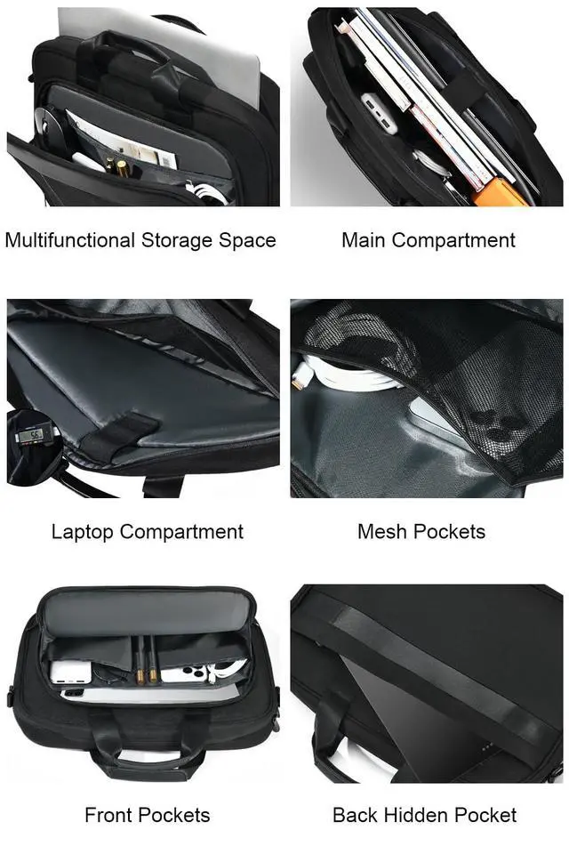 Alt view image 5 of 5 - zhongningyifeng 14-15.6 Inch Business Laptop Briefcase, Waterproof Multifunctional Messenger Bag for Travel & Office (14inch)