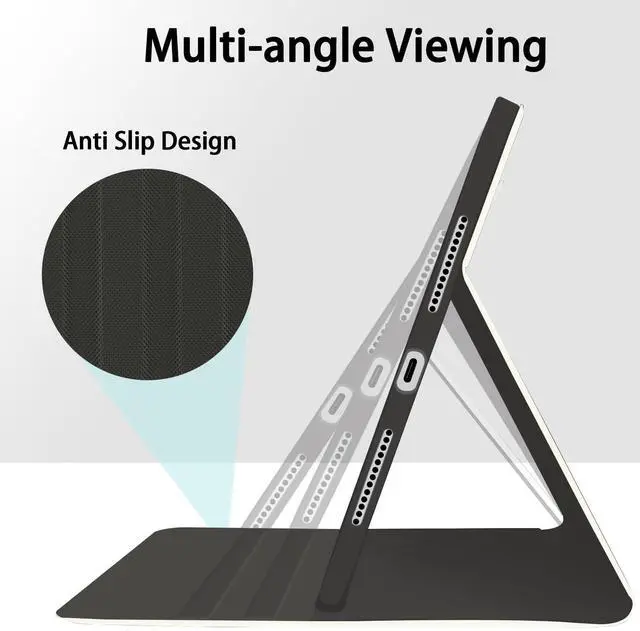 Alt view image 4 of 5 - JOYLAND Lovely Cherry Pattern Case for iPad Pro 11 Inch 2022/2021/2020/2018,White Textured Folio Protective Case with Pencil Holder Multi-Angle View Adjustable Stand Auto Wake/Sleep