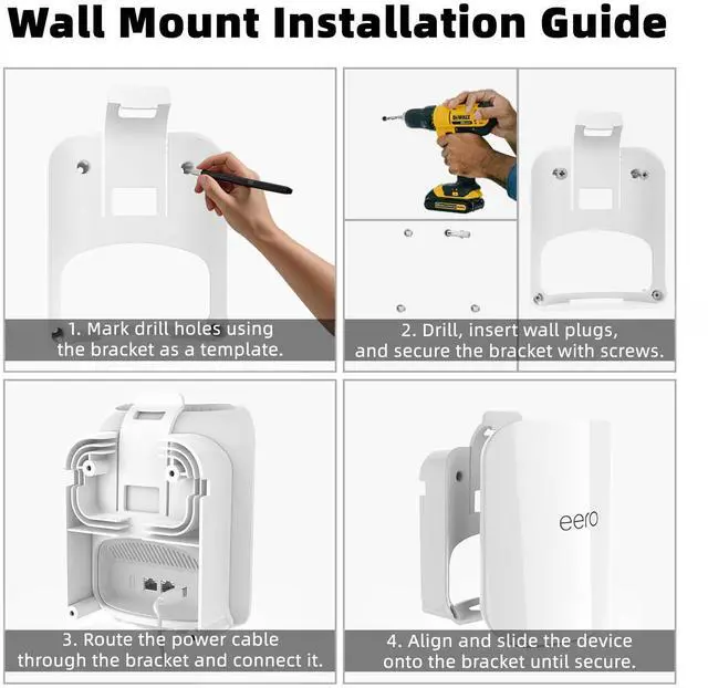 Alt view image 5 of 5 - Advanced Wall Mount for eero Pro 7 Router & Extender | Tri-Band Mesh Wi-Fi 7 Compatible, Easy to Install, Integrated Cable Management (3 Pack)
