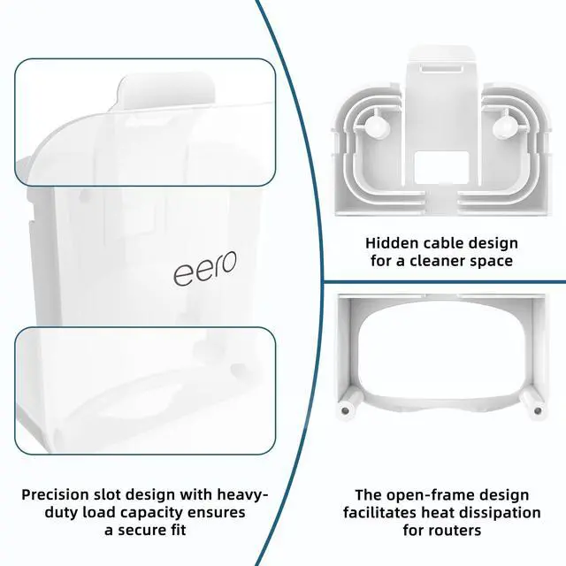 Alt view image 4 of 5 - Advanced Wall Mount for eero Pro 7 Router & Extender | Tri-Band Mesh Wi-Fi 7 Compatible, Easy to Install, Integrated Cable Management (3 Pack)