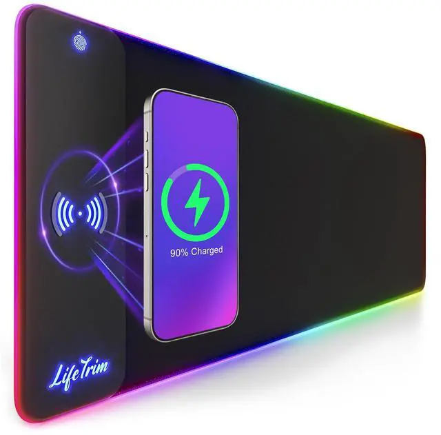Main image of LifeTrim Wireless Charger LED Mousepad 35.5 x 12 Inch RGB Gaming Mouse Pad 10 Light Modes 4mm Thick Large Desk Pad Wireless Charging Cool Mouse Pad for PC Accessories & Gaming Gifts